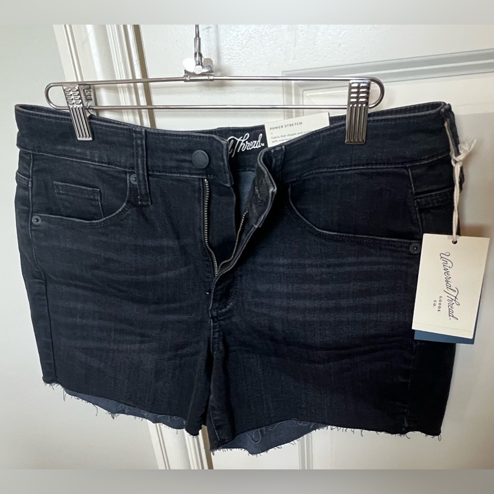 Universal Thread black denim shorts, high rise